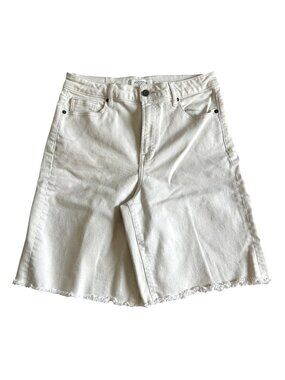 Hidden Los Angeles Women's Sz Large Frayed Hem White Denim Bermuda Shorts
